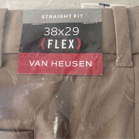 NWT Van Heusen Non Iron Flex Premium Beige Straight Fit 38 X 29 Dress Pants - Picture 2 of 7